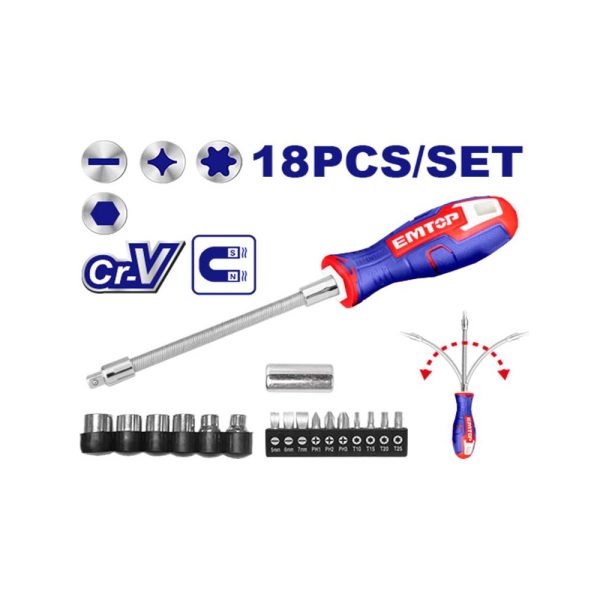 18 Pcs flexible shaft screwdriver set