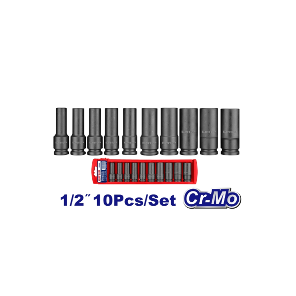 10 Pcs 1/2″ Deep impact socket set